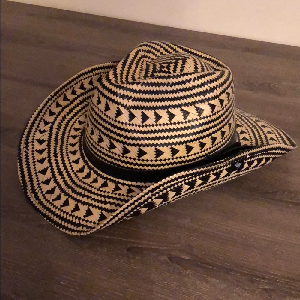 Peter Grimm Black and Natural Straw Western Hat